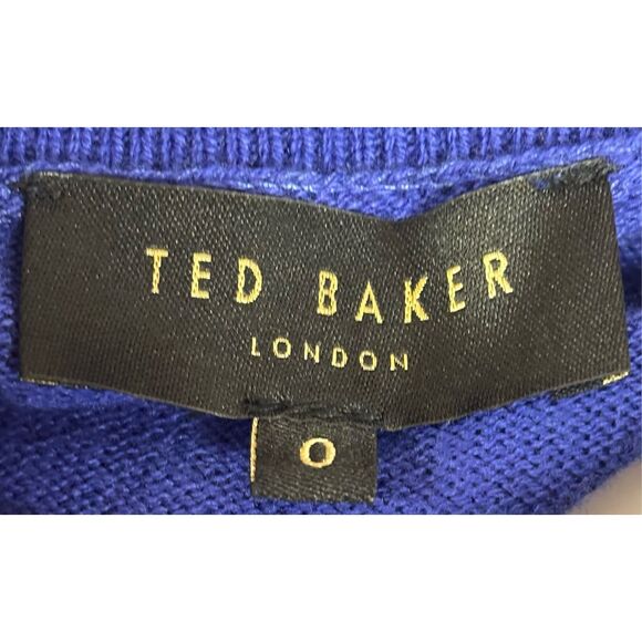 Ted Baker London AAVVAA Knitted Side Ruched Midi Dress in Blue NWT Size 0/US 2 - Picture 6 of 9